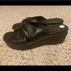 ColeHaan Grand OS Black Wedge SlipOn Sandals Size7